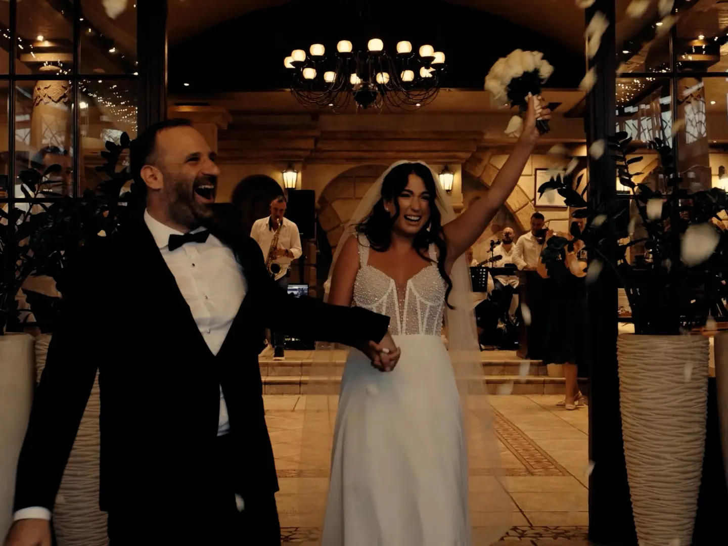 A couple dancing at the reception